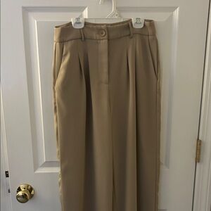 Tan Pleated Trousers- princess polly
